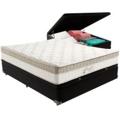 Cama Box Baú Preto E Colchão King Best Bege Molas Ensacadas Casal Anjos