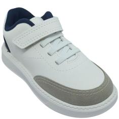 Tênis Infantil Molekinho Menino com Detalhe Camurça Conforto, Branco, 