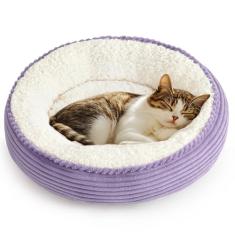 Love's cabin Cama acolchoada redonda para gatos e cães, cama para animais de estimação de 50 cm para gatos ou cães pequenos, fundo antiderrapante e resistente à água, camas para animais de estimação