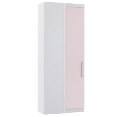 Guarda Roupa De Canto Reto 90cm 1 Pt Alpes Luciane Móveis Branco Com Rosa