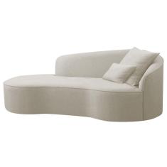 Divã Recamier Curvo Sala De Estar Recepção Inglaterra 200cm Lado Esquerdo Linho Adj Decor Bege