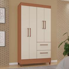 GuardaRoupas Star Clean 100 MDF Tuboarte 4 Portas 2 Gavetas, Freijó Of