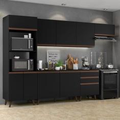 Cozinha Completa Madesa Reims 320001 com Armário e Balcão - Preto