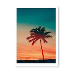 Arte Maníacos Quadro Decorativo Coqueiro Por Do Sol - 23x16,25cm (Moldura caixa em laca branca)