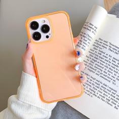 Capa de telefone transparente colorida para iPhone 14 13 12 11 Pro Max XR XS X 8 7 Plus SE 3 Mini capa traseira à prova de choque de silicone macio, laranja, para iPhone 11 Pro Max