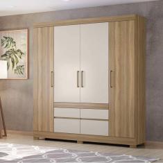 Guarda-Roupa Casal 4 Portas 4 Gavetas Bilbao Demóbile Amendola/Off White