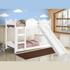 Beliche Cama Solteiro Infantil Escada Escorregador Branco