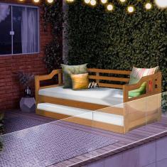 Sofá Cama De Madeira Maciça Solteiro Imbuia Juno Shop JM