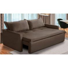 Sofá Sem Caixa Retrátil e Reclinável 1,65m com Molas Kiara Suede Marrom Adonai Estofados