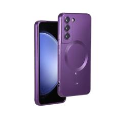 Yetagso Capa magnética para Samsung Galaxy S21 FE, capa de telefone de silicone macio com ajuste fino antiarranhões com proteção para câmera, compatível com MagSafe, roxa