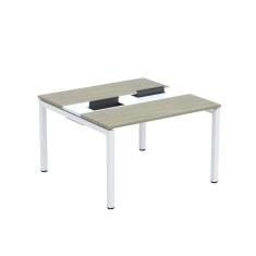 Mesa Plataforma Dupla com Pé de Aço para Coworking 120x120 Pdc12/12/2p Nogueira Casablanca/Branco