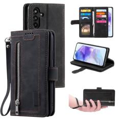 UEEBAI Capa carteira para Samsung Galaxy A55 5G, retrô com 9 compartimentos para cartões, bolso com zíper, bolsa de mão de couro PU, fecho magnético com alça de pulso TPU à prova de choque flip