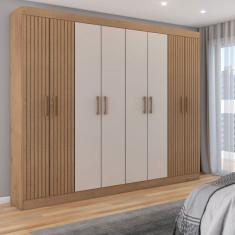 Guarda-Roupa Casal Pantheon 8 Portas 2 Gavetas Canelato Rústico/Natural - Loja