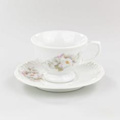 Xícara Café Com Pires 70 ml Porcelana Schmidt - Dec. Eterna, Branco