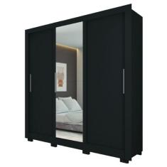 Guarda Roupas Casal com Espelho 3 Portas de Correr 2 Gavetas Vitória P