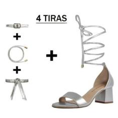 Sandália Troca Tira Salto Baixo Grosso Luiza Sobreira Prata-Feminino