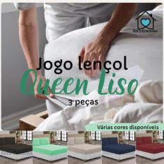 kit Jogo Lençol de Cama Queen 3 Peças Liso 1,98 m x 1,58 m x 30 cm - V