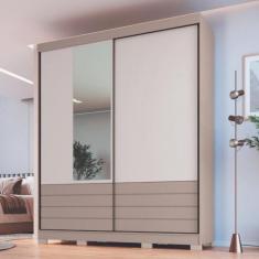 Guarda Roupa Solteiro com Espelho 2 Portas de Correr 3 Gavetas Magno M
