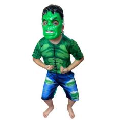 Fantasia Infantil Herói Hulk Curto Com Enchimento C/ Máscara - Alicia 