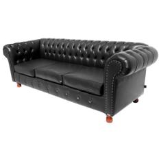 1 Sofá Chesterfield Capitone Luiz XV Corano Preto 2M /  Recepção, Sala