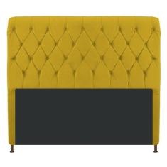 Cabeceira Estofada Cristal 195 cm King Size Com Capitonê Suede Amarelo