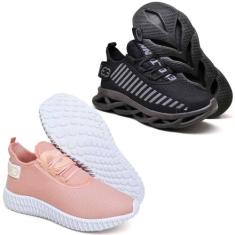 Kit 2 Tênis Feminino Evoltenn Easy Modelos Diferentes CINZA/NUDE, Cinz