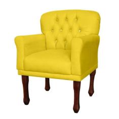 Poltrona Decorativa Anita Pés Luis XV Suede Amarelo - DS Estofados - E