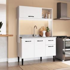Cozinha Compacta Katy 4 Portas 1 Gaveta Branco - Irm Móveis, Branco, M