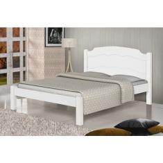 Cama Casal Lais 100% Mdf e Estrado 100% Madeira Basoto - Branco