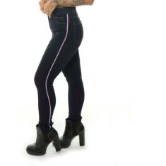 Calça Hot Pant Jeans Skinny com Listra Lady Rock