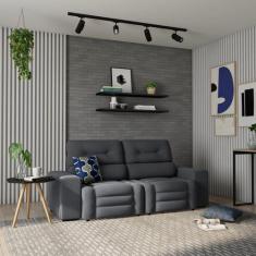 Sofá Retrátil e Reclinável 3 Lugares Betânia Suede Grafite - Mobly
