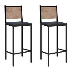 Conjunto com 2 Banquetas Aura Preto e Barona - Fabone