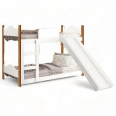 Beliche Encanto Branca e Nature com Escorregador e 02 Colchões Gabriel