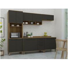 Cozinha Completa Luciane Suíça com Balcão, Cinza