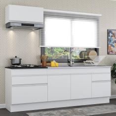 Cozinha Compacta Mp2109 5 Portas 2 Gavetas MDP 220cm Branco com Rodapé e Tampo