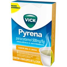 Vick Pyrena Paracetamol 500mg/5g Sabor Mel e Limão Pó para Solução Oral 5 envelopes com 5g cada 5 Unidades