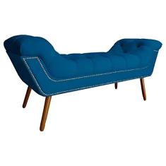 Recamier Calçadeira Estofado Sienna Queen 160 Cm Suede Azul Royal - LM DECOR
