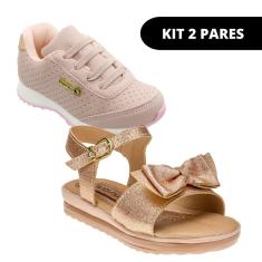 Kit 2 Sandália e Tênis Menina Infantil Feminino Escolar-Feminino