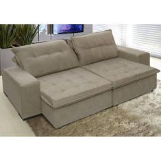 Sofá Austrália 2,52 Mts Retrátil e Reclinavel Tecido Suede Pluma Castor - Moveis Marfim