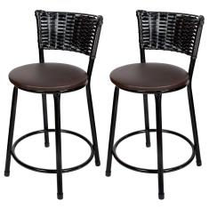 Banquetas Baixa Para Cozinha Preto 2Un Assento Marrom