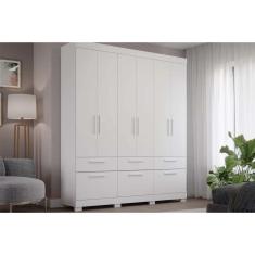 Guarda Roupa Casal 6 Portas e 5 Gavetas Porto Branco - Panan