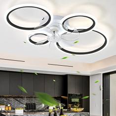 Ventiladores de teto de design com luzes e controle remoto, ventilador de teto moderno e silencioso regulável com lâmpada LED, ventilador de teto DC reversível de 6 velocidades com iluminaçã