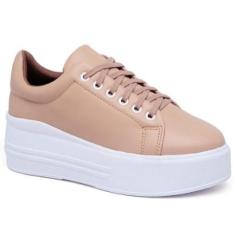 Tênis Feminino Solado Grosso Plataforma Flatform Branco Básico-Feminino
