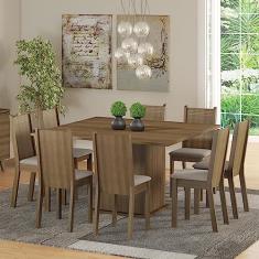 Conjunto Sala de Jantar Clarice Madesa Mesa Tampo de Madeira com 8 Cadeiras - Rustic/Pérola