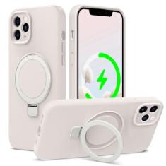 ZHK Capa de silicone líquido projetada para iPhone 11 Pro Max com suporte magnético, [proteção precisa da lente da câmera][à prova de choque de grau mil] [forro de microfibra macio antiarranhões] Capa