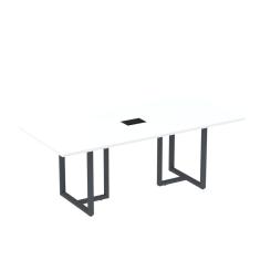 Mesa de Reunião Retangular com Power Box 200x90cm Mr2000p25tub Branco/Grafito