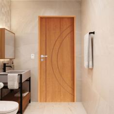 Porta Lisa Padrão Imbuia Concept 10 Batente Ecológico 11 Fechadura Stilo Wc 82 X 2,10 D Natural