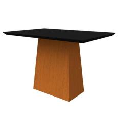 Mesa De Jantar Para 4 Lugares Tampo De Madeira Com Vidro 1,20m Bárbara