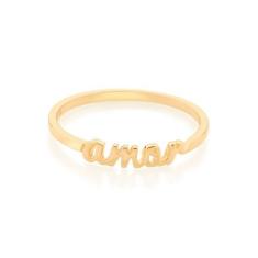 Anel Rommanel Banhado Ouro Skinny Ring Amor 512887, 14