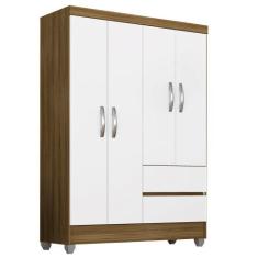 Guarda Roupa Solteiro Bruna 4 Portas Boreal/ Branco - A Móveis Arapong